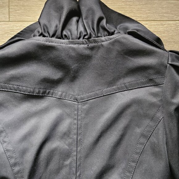 Anthropologie navy blue trench ruffle collar jacket coat women's size 2 - Picture 11 of 11